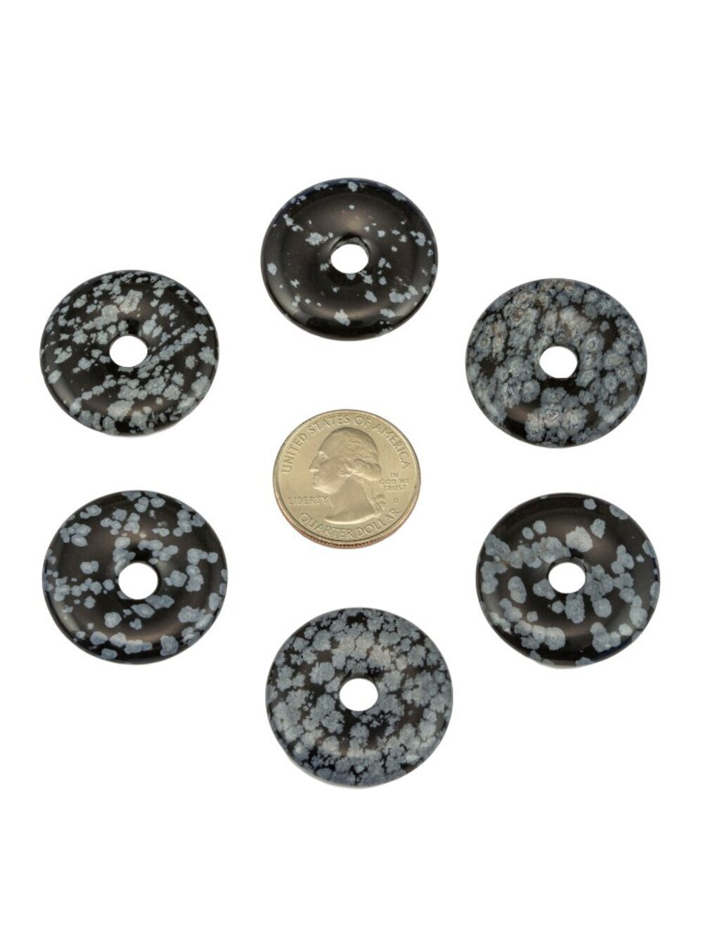 Snowflake Obsidian & Chinese Lucky Coin Necklace | Handmade - Picture 6 of 6